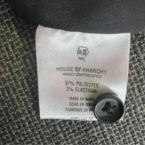 House of Anarchy Stretch Fit Button Up Shirt Black Size M - Picture 4 of 5